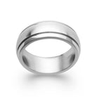 Bague anneau brossé à rainure centrale en acier vu de profil