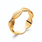 Bague anneau ciselé de plumes successives en plaqué or