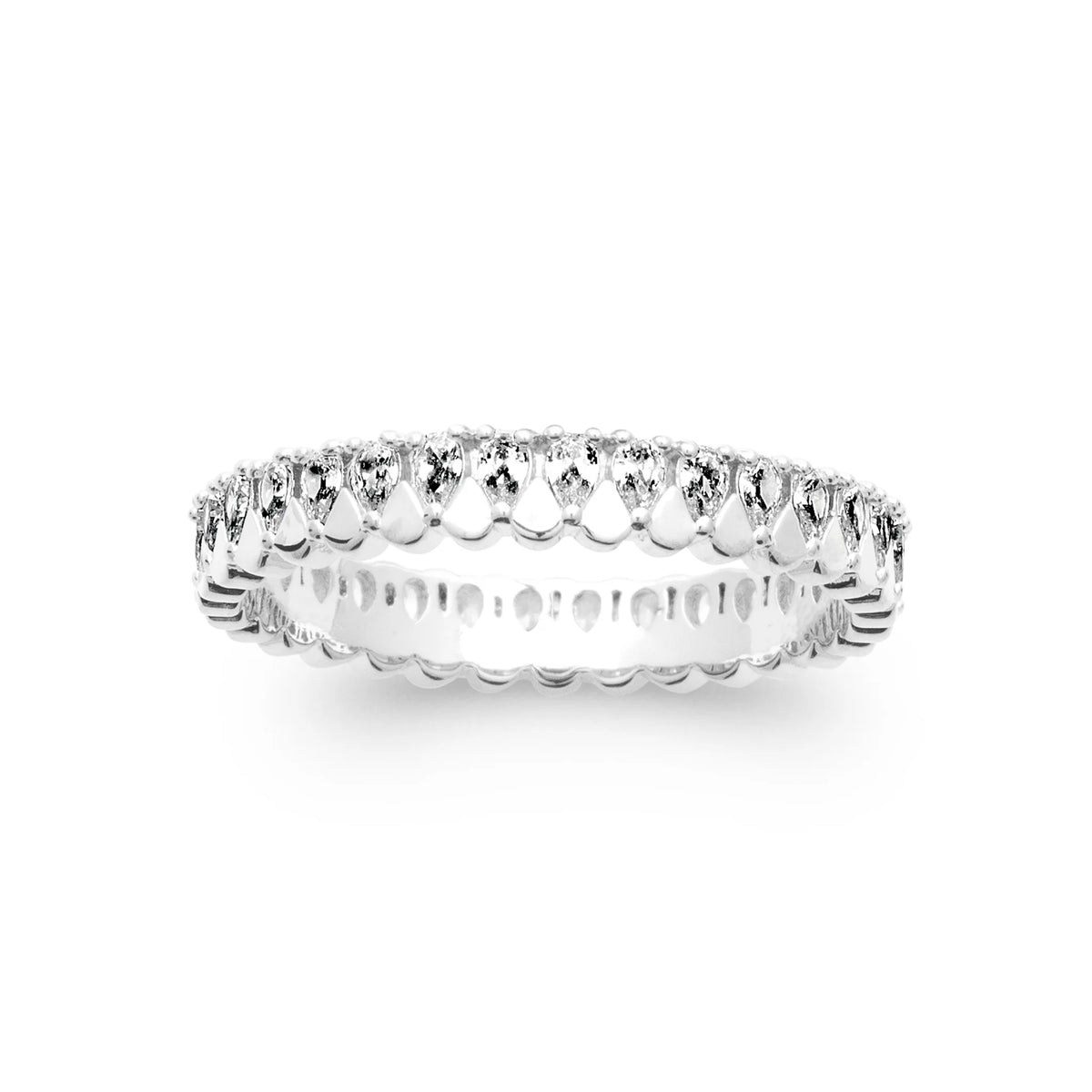 Bague anneau de cœurs sertis de zircons en argent 925