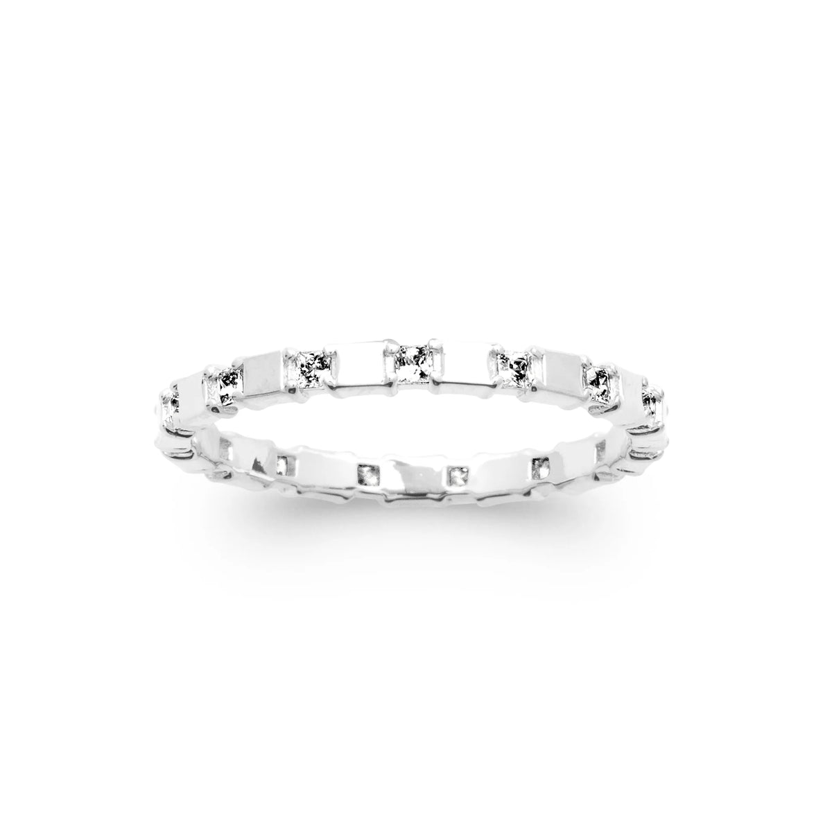 Bague anneau constellation d’étoiles et zircons en argent 925