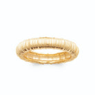 Bague anneau côtelé à nervures verticales effet soufflet en plaqué or