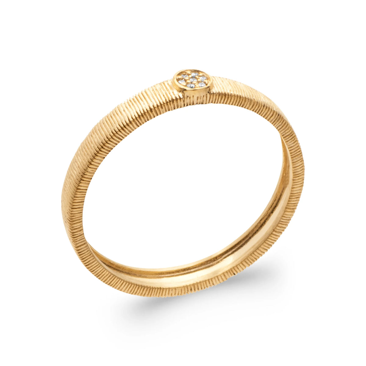Bague anneau côtelé surmonté d’une petite fleur de zircons en plaqué or