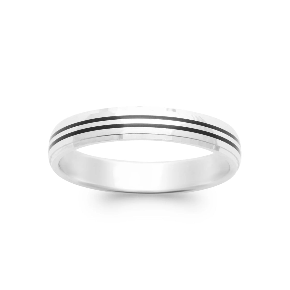 Bague anneau à double rainure en argent 925 rhodié