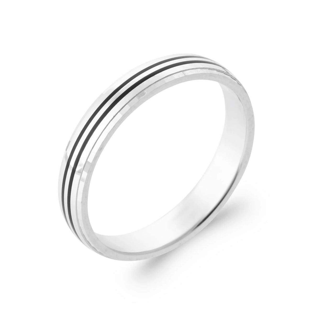 Bague anneau à double rainure en argent 925 rhodié