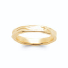 Bague anneau à facettes martelées irrégulières en plaqué or