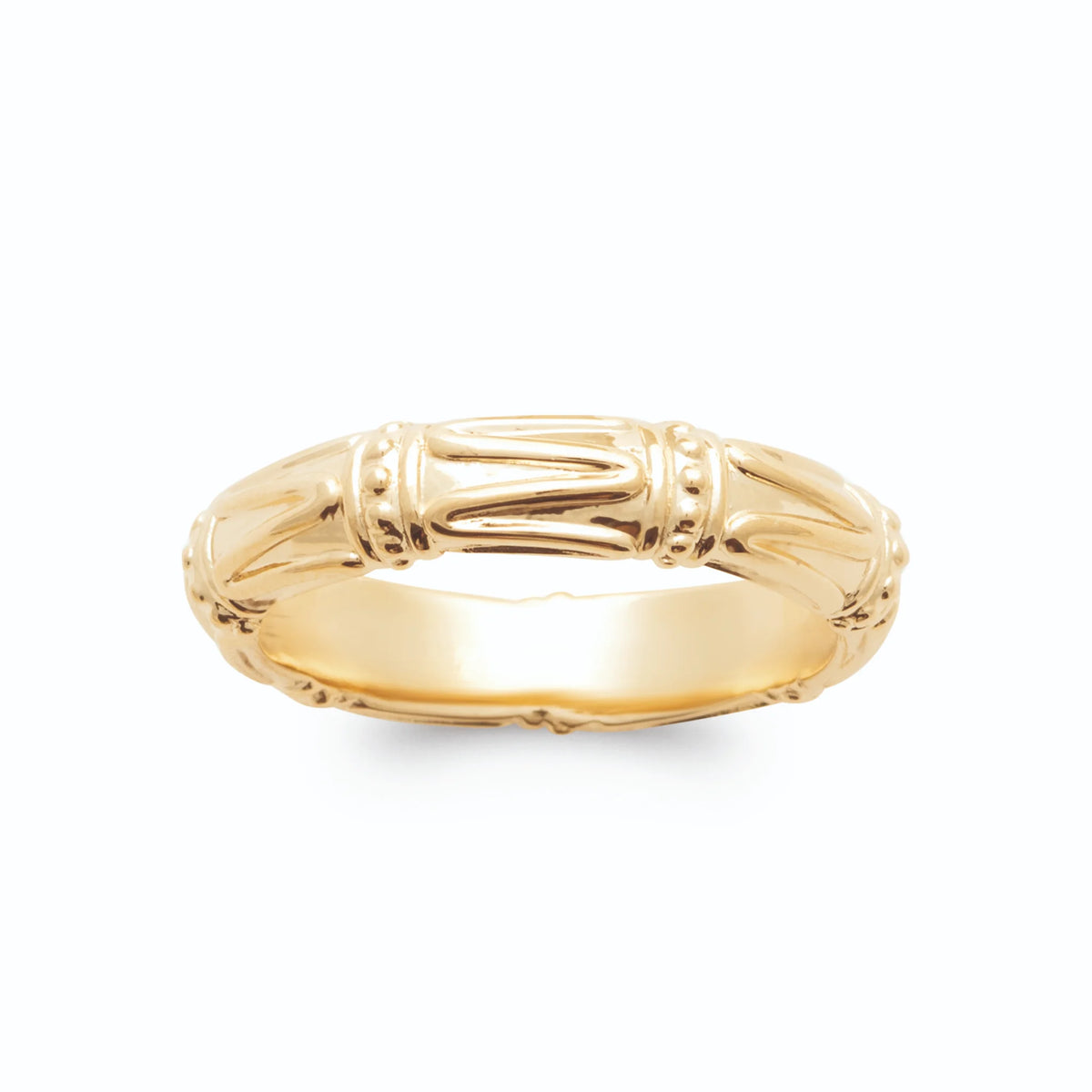 Bague anneau façon bambou ciselé en plaqué or