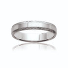 Bague anneau fin à bords diamantés en argent 925 rhodié homme vu de profil