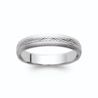 Bague anneau fin à frise diamantée en argent 925 rhodié homme vu de profil