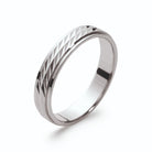 Bague anneau fin ciselé en losanges en argent 925 rhodié homme