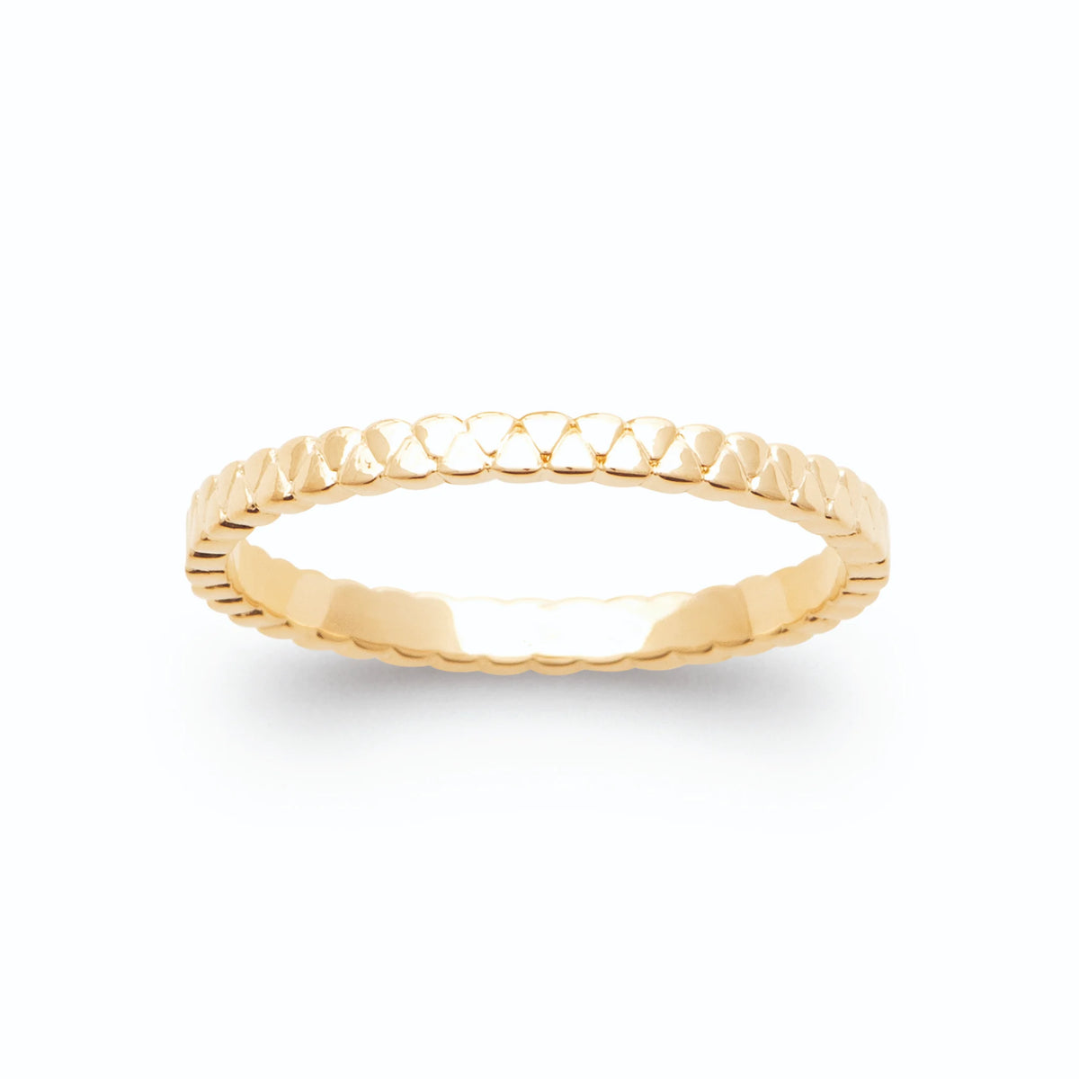 Bague anneau fin ciselé motif écailles en plaqué or