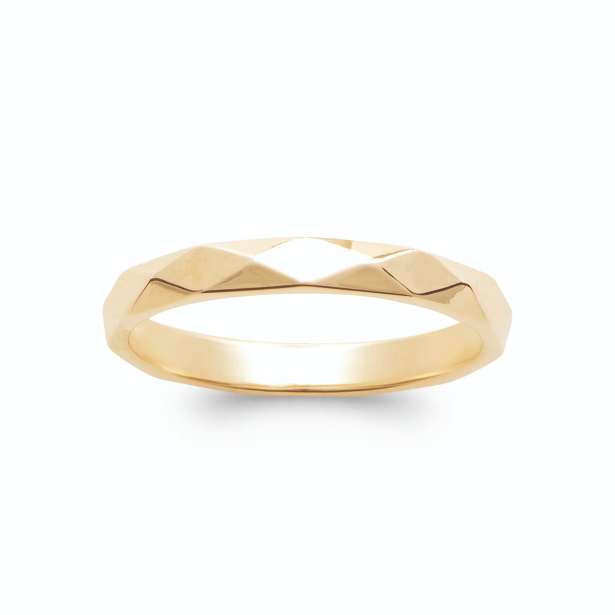 Bague anneau fin facetté en losanges en plaqué or