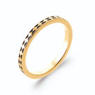 Bague anneau fin laqué à chevrons noirs et blancs en plaqué or