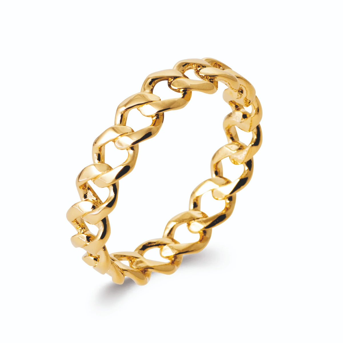 Bague anneau fin maille gourmette en or poli en plaqué or