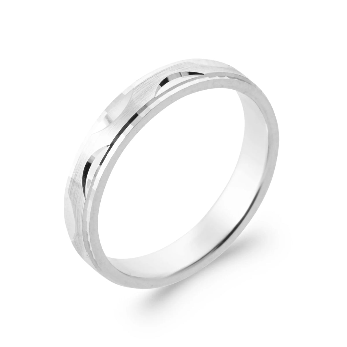 Bague anneau à gradin décalé en argent 925 rhodié