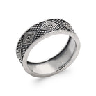 Bague anneau gravé de losanges en argent 925