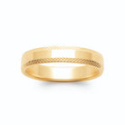 Bague anneau jonc à bords biseautés et bande guillochée en plaqué or