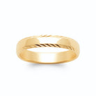 Bague anneau jonc plat poli à ciselures diagonales en plaqué or