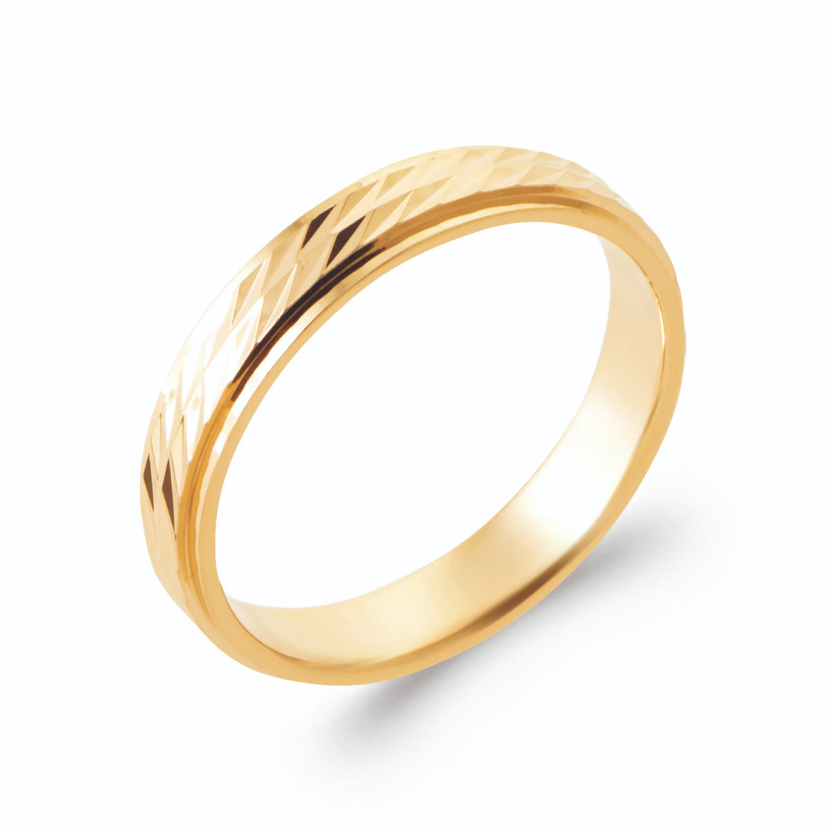 Bague anneau jonc plat à frise centrale effet corde en plaqué or