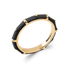 Bague anneau laqué noir segmenté façon bambou en plaqué or