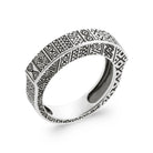 Bague anneau large à motifs aztèques en argent 925 homme