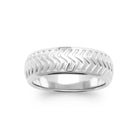 Bague anneau large gravé de chevrons en argent 925 rhodié