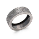 Bague anneau large strié patiné en argent 925