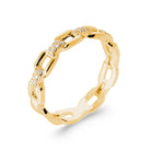 Bague anneau de maillons rectangulaires en partie pavés de zircons en plaqué or