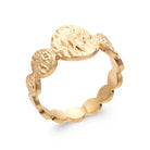 Bague anneau de pastilles martelées reliées en plaqué or