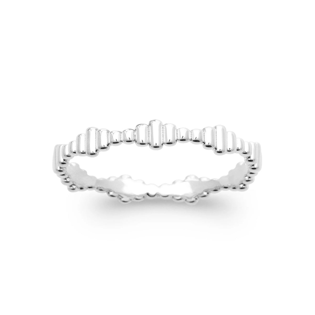 Bague anneau perlé de grains ovales en argent 925 rhodié