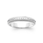 Bague anneau perlé et ligne de zircons en argent 925