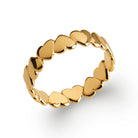 Bague anneau de petits cœurs en or poli reliés en plaqué or
