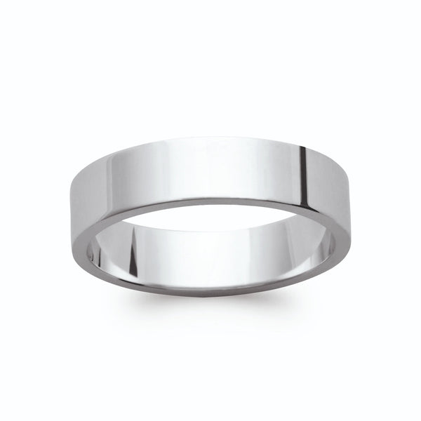 Bague anneau plat lisse en argent rhodié