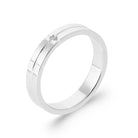 Bague anneau plat rainuré et zircon en argent 925