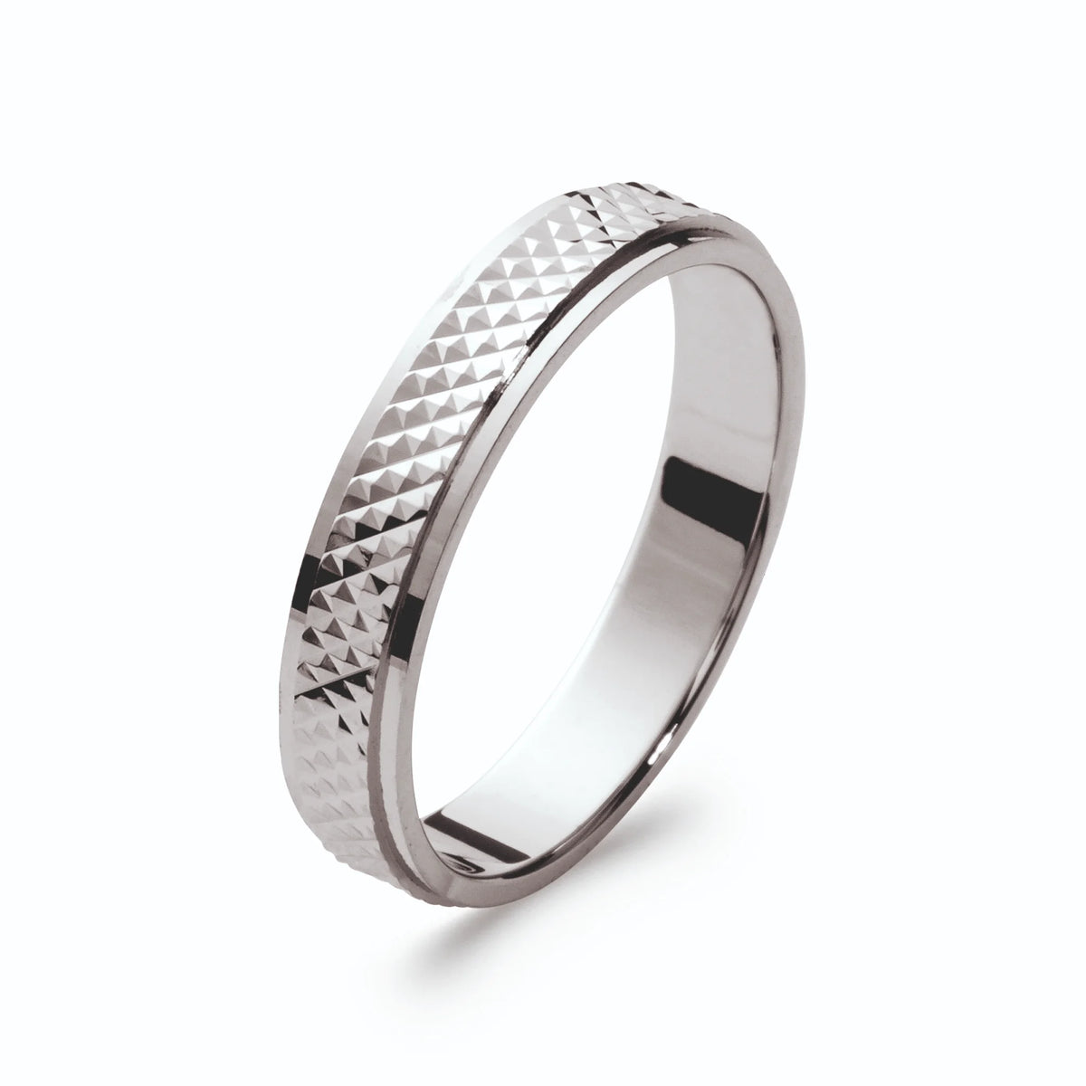 Bague anneau pointes de diamant en argent 925 rhodié homme