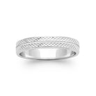 Bague anneau pointes de diamant et lignes perlées en argent 925 rhodié homme vu de profil