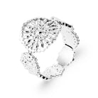 Bague anneau de rosaces ajourées en argent 925 rhodié