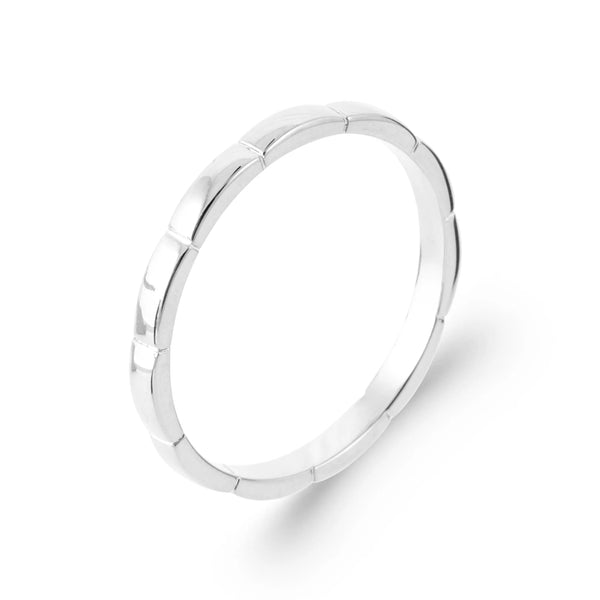 Bague anneau segmenté poli en argent 925 rhodié