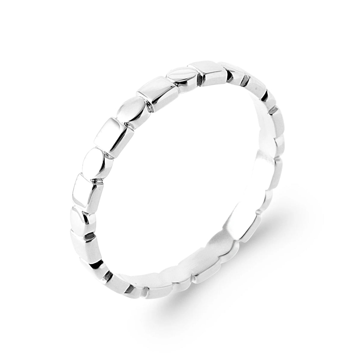 Bague anneau de segments bombés en argent 925 rhodié