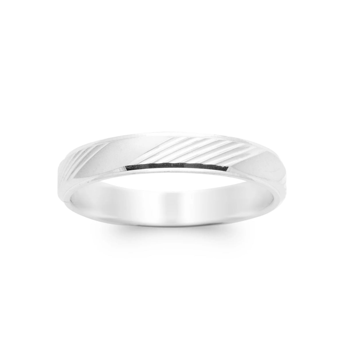Bague anneau strié en biais en argent 925 rhodié