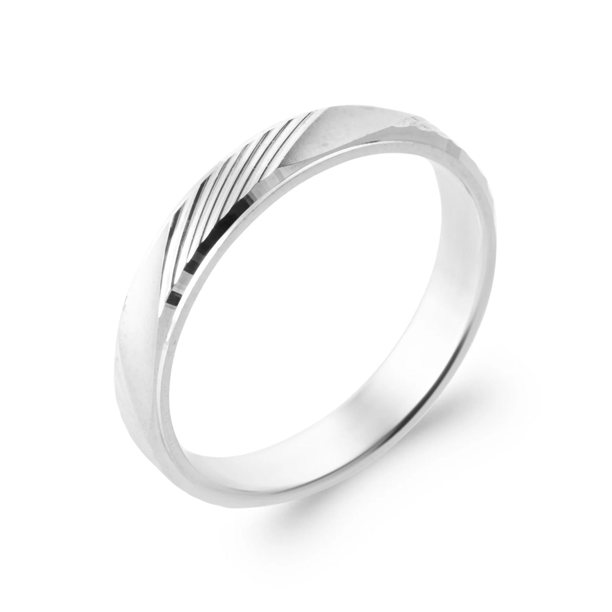Bague anneau strié en biais en argent 925 rhodié