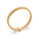 Bague anneau torsadé et petite bille d’or coulissante en plaqué or