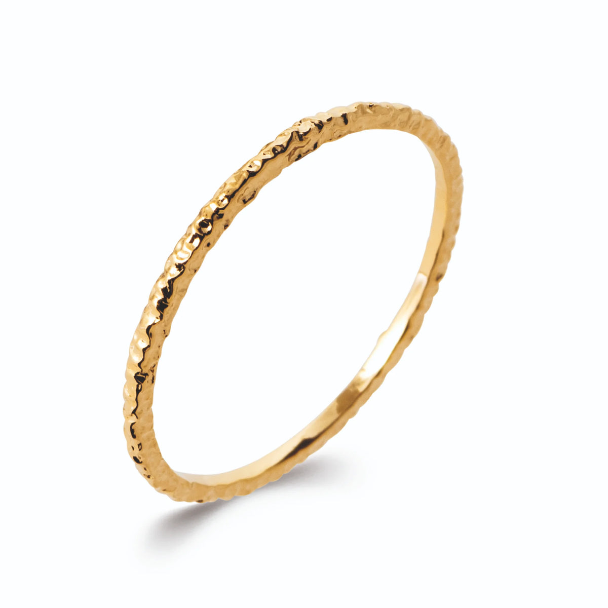 Bague anneau très fin ciselé diamanté scintillant en plaqué or