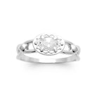Bague anneaux croisés et zircon ovale en halo en argent 925
