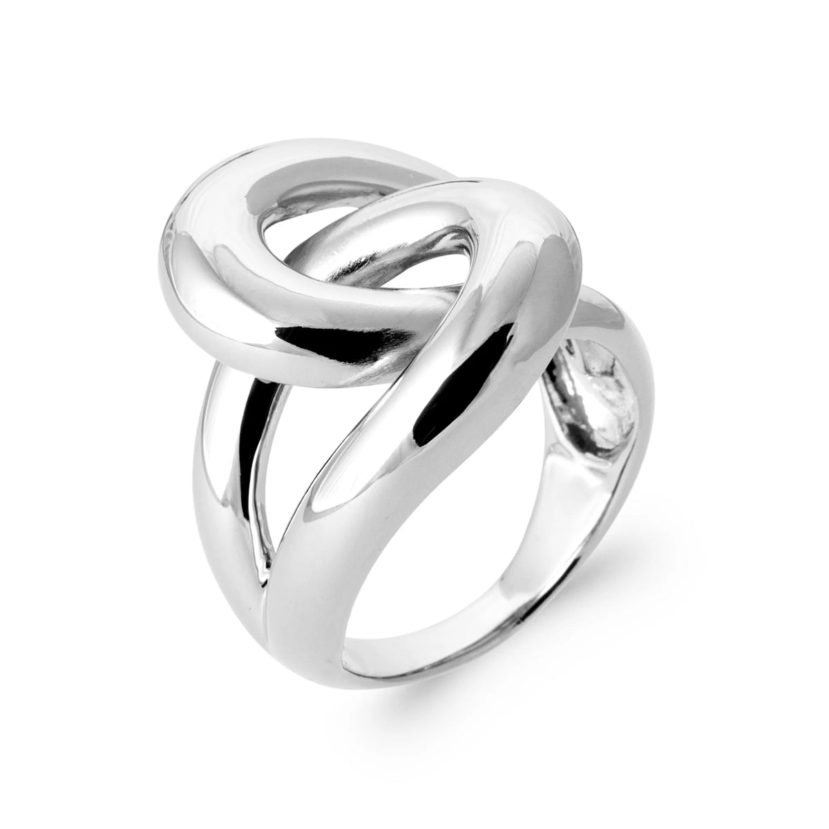 Bague anneaux entrelacés bombés en argent 925 rhodié