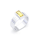 Bague Art Déco – Argent 950 & Pierre Fine Taille Baguette Citrine