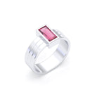 Bague Art Déco – Argent 950 & Pierre Fine Taille Baguette Grenat Rhodolite