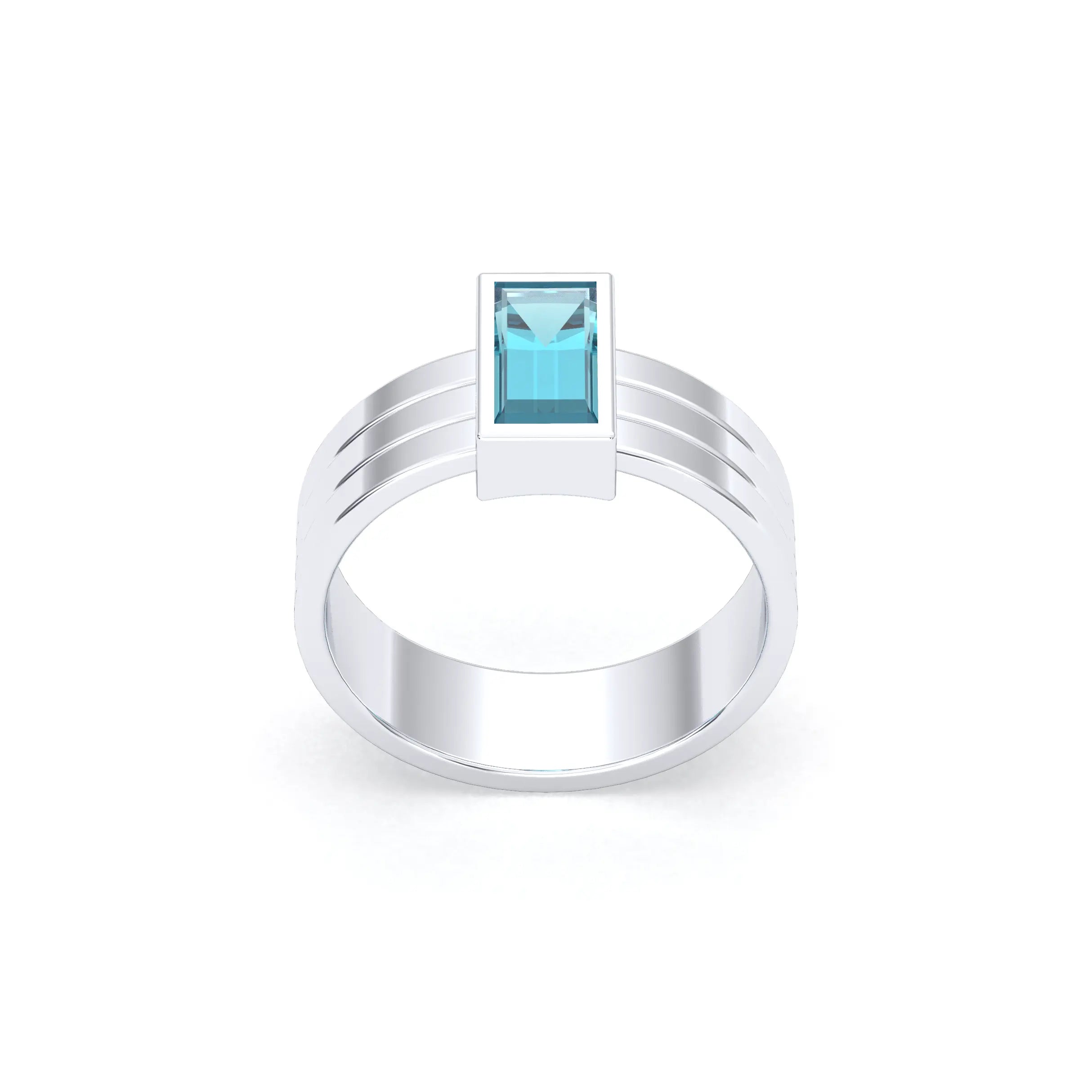 Bague Art Déco – Argent 950 & Pierre Fine Taille Baguette