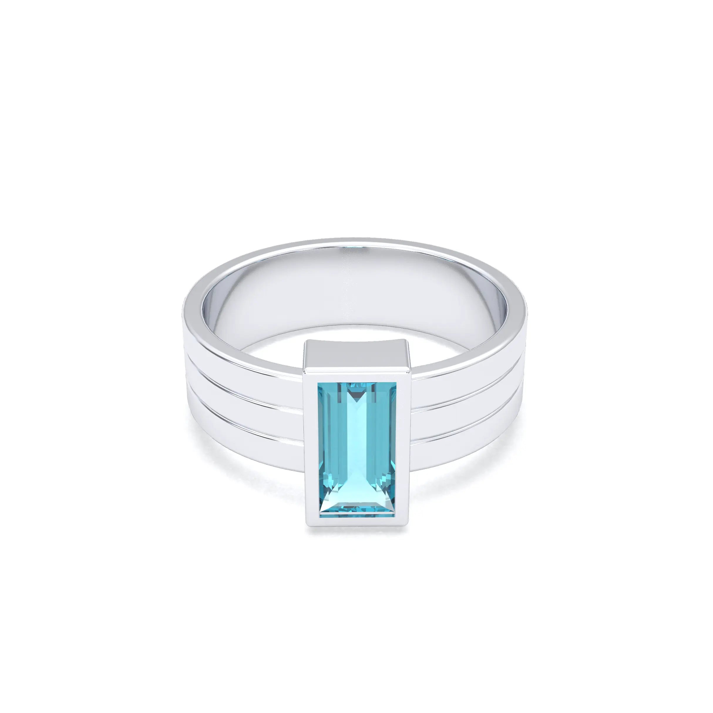 Bague Art Déco – Argent 950 & Pierre Fine Taille Baguette
