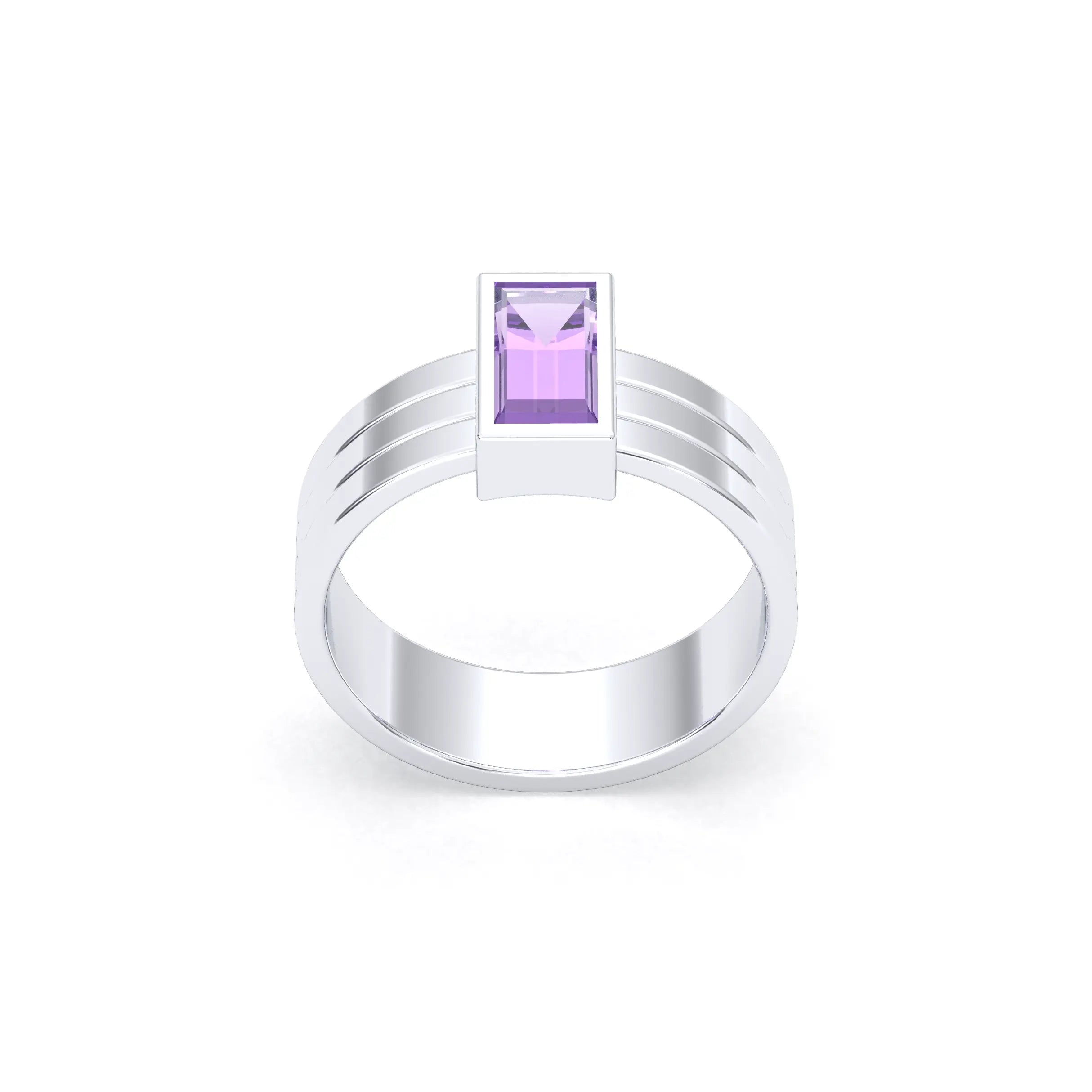 Bague Art Déco – Or Blanc & Pierre Fine Taille Baguette