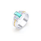Bague Art Déco Or Bicolore, Saphirs et Tourmalines